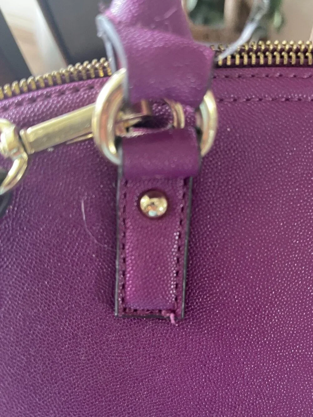 Anne Klein Vibrant Purple Dome Satchel Crossbody Bag